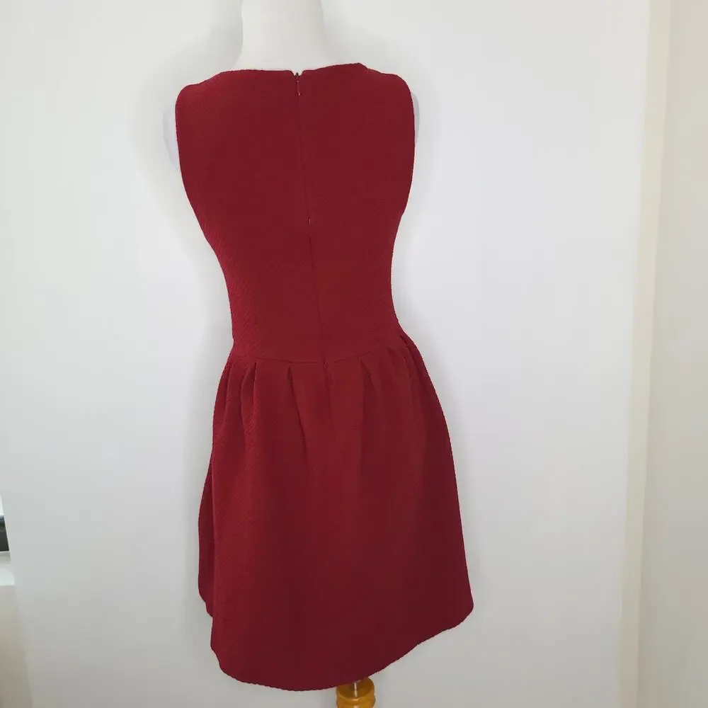 Ganni Women Party Dress Fit Flare Scarlet Going Out Textured Sleeveless Small